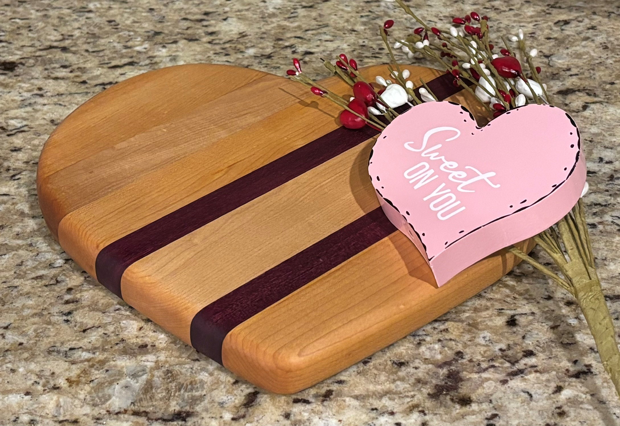 12" Rock Maple & Purpleheart Heart - Image 3