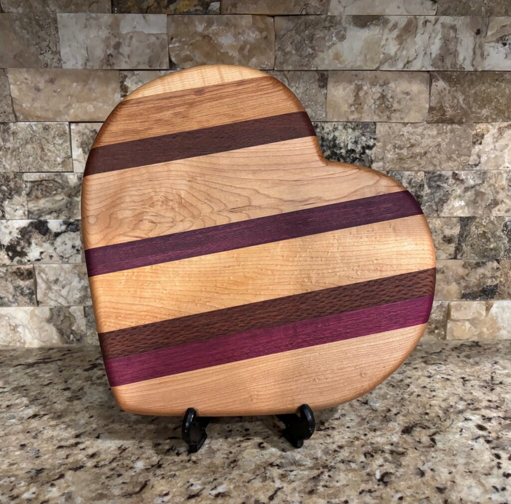 12" Rock Maple, Purpleheart & Leopardwood Heart
